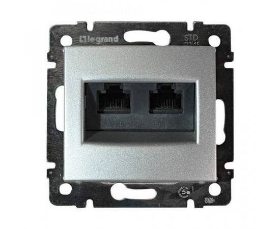 Розетка компьютерная 2хRJ45 Legrand Valena 5e кат UTP с захватами алюминий 770231