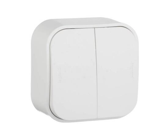 Переключатель двухклавишный на 2 направления Legrand Quteo 10A 250V белый 782206