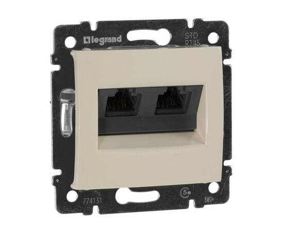 Розетка компьютерная 2хRJ45 Legrand Valena 5e кат UTP с захватами слоновая кость 774131