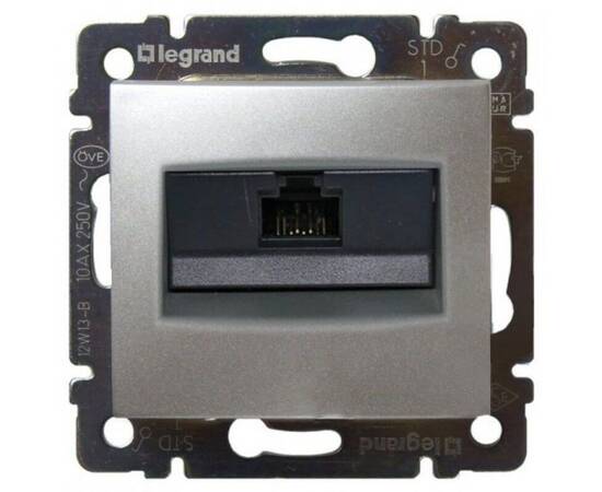Розетка компьютерная RJ45 Legrand Valena 5e кат UTP с захватами алюминий 770230