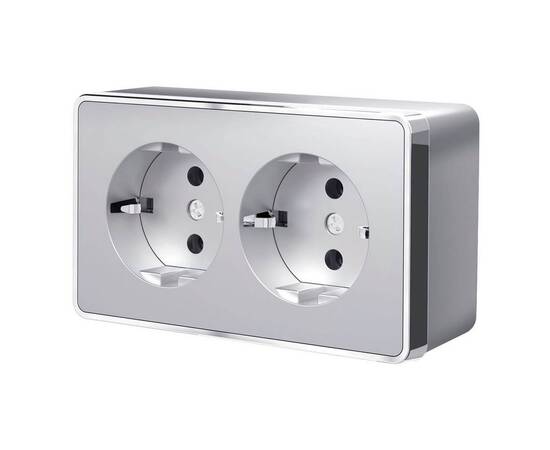 Розетка двойная с заземлением Werkel Gallant серебряный W5072106 4690389167188