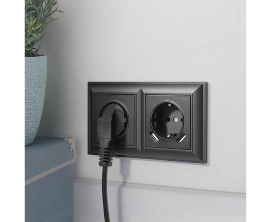 Розетка Werkel с заземлением, шторками и USBх2 черный матовый W1171508 4690389156915, изображение 5