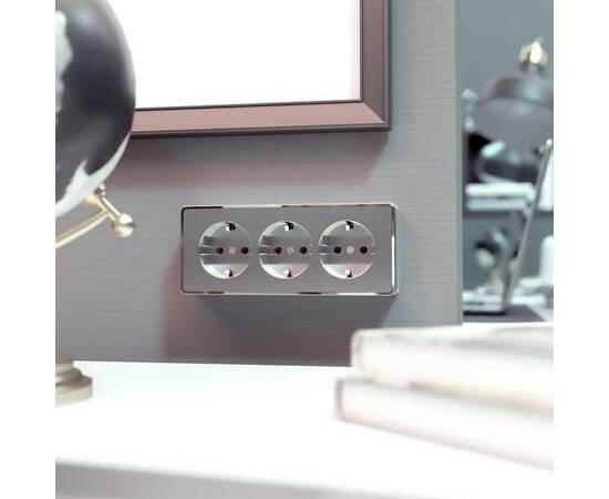 Розетка тройная с заземлением и шторками Werkel Gallant серебряный W5073106 4690389167195, изображение 3