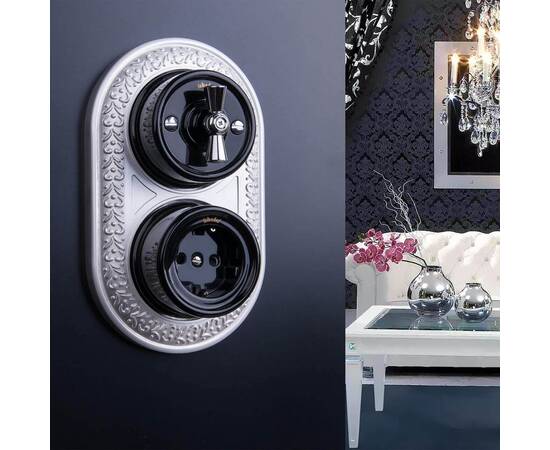 Переключатель-выключатель Werkel одноклавишный Retro черный W5612008 4690389166716, изображение 3