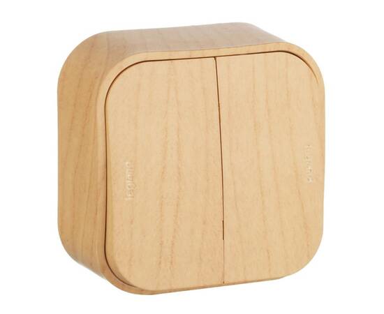 Переключатель двухклавишный на 2 направления Legrand Quteo 10A 250V дерево 782266