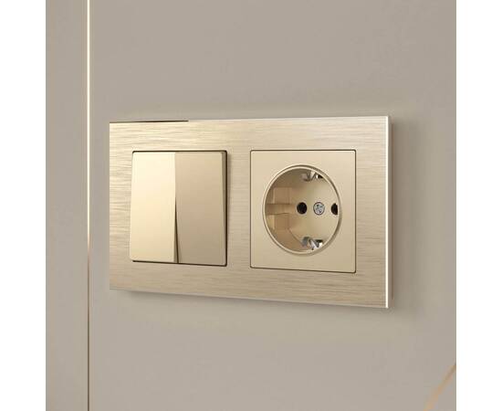 Выключатель двухклавишный проходной Werkel шампань W1122011 4690389157141, изображение 7