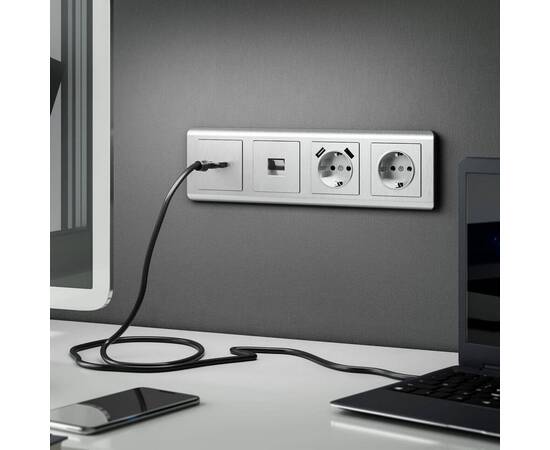 Накладка для розетки USB Werkel cеребряный рифленый W1179509 4690389159848, изображение 2