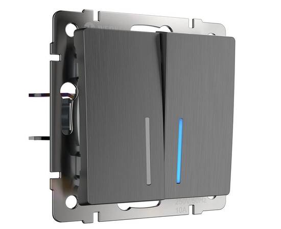 Выключатель Werkel двухклавишный с подсветкой графит рифленый W1120104 4690389158476