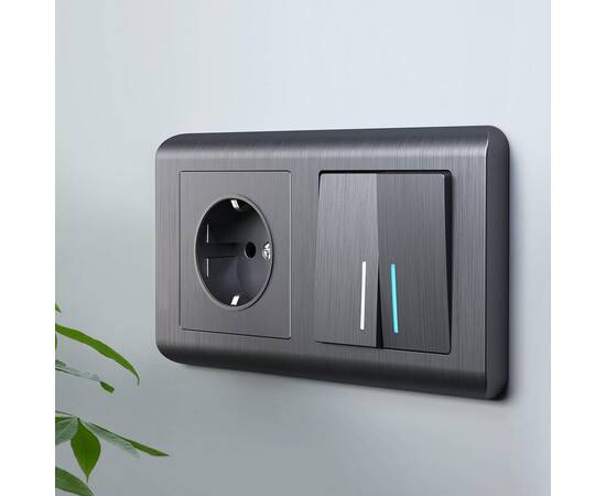 Выключатель Werkel двухклавишный с подсветкой графит рифленый W1120104 4690389158476, изображение 6