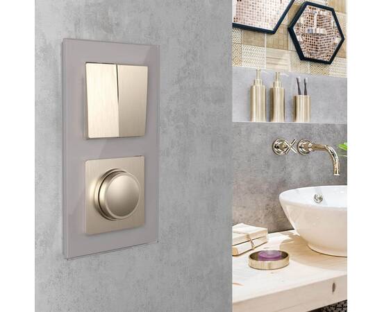 Выключатель двухклавишный проходной Werkel шампань рифленый W1122010 4690389160240, изображение 4