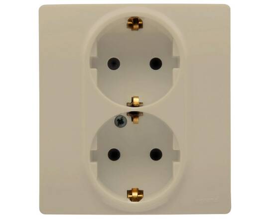 Розетка 2X2К+З Legrand Etika 16A 250V со шторками немецкий стандарт слоновая кость 672333