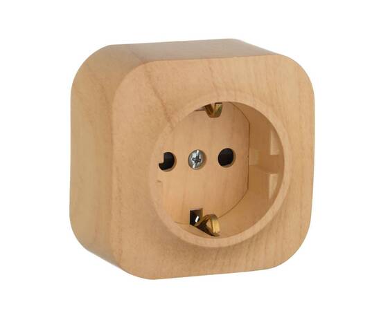 Розетка 2К+З Legrand Quteo 16A 250V с/з со шторками дерево 782280