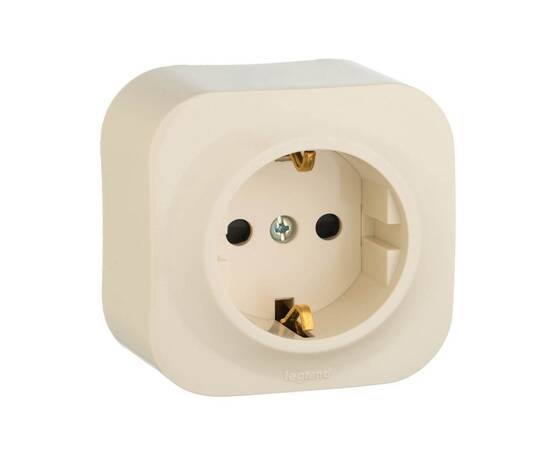 Розетка 2К+З Legrand Quteo 16A 250V с/з со шторками слоновая кость 782250