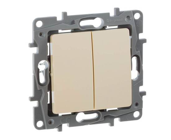 Выключатель двухклавишный Legrand Etika 10A 250V слоновая кость 672302