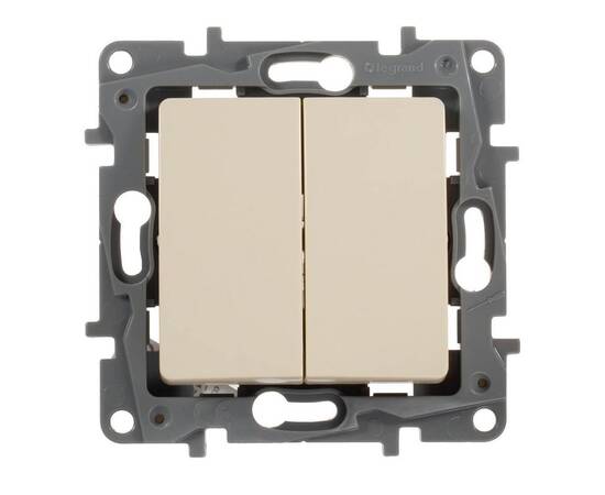 Выключатель двухклавишный Legrand Etika 10A 250V слоновая кость 672302, изображение 2