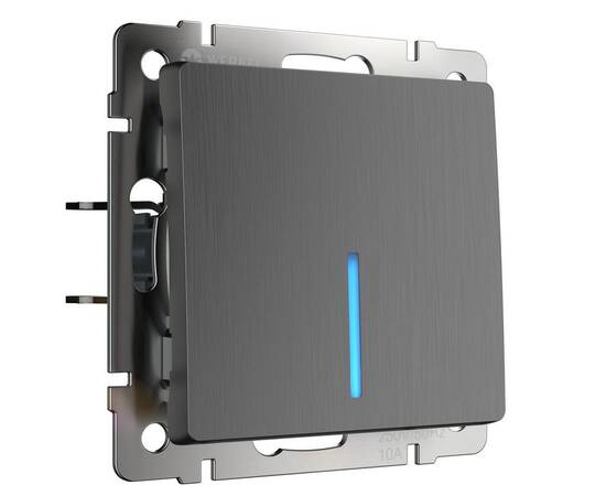 Выключатель Werkel одноклавишный проходной с подсветкой графит рифленый W1112104 4690389158421