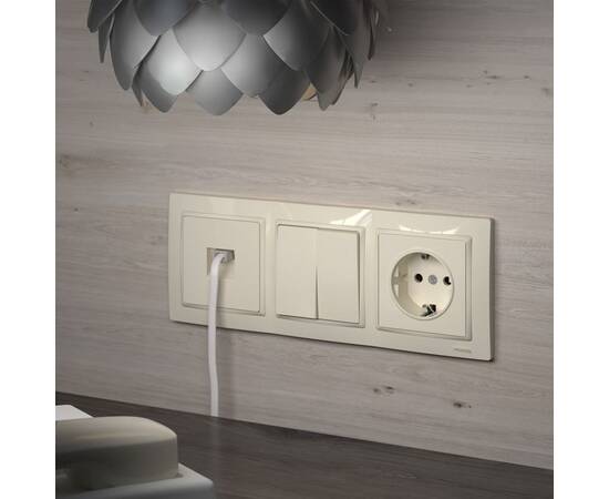 Выключатель двухклавишный проходной Werkel слоновая кость W1122003 4690389155628, изображение 6