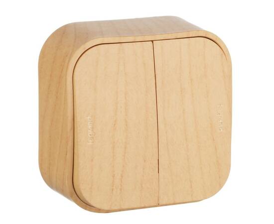 Выключатель двухклавишный Legrand Quteo 10A 250V дерево 782262