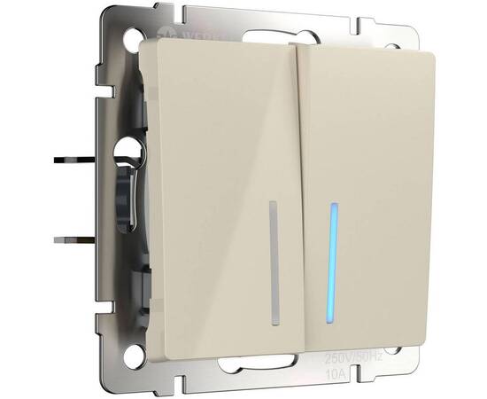 Выключатель двухклавишный с подсветкой Werkel слоновая кость W1120103 4690389155611