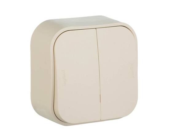 Выключатель двухклавишный Legrand Quteo 10A 250V слоновая кость 782232