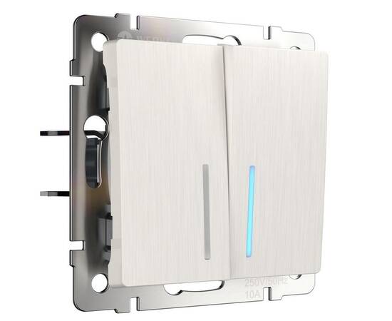 Выключатель двухклавишный с подсветкой Werkel перламутровый рифленый W1120113 4690389160905