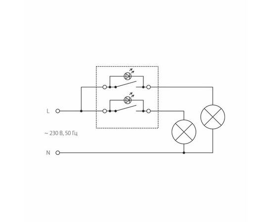 Выключатель двухклавишный с подсветкой Werkel перламутровый рифленый W1120113 4690389160905, изображение 2