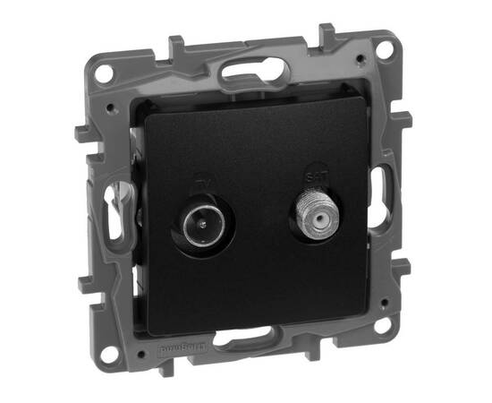 Розетка TV-SAT простая для 2-х кабелей, антрацит