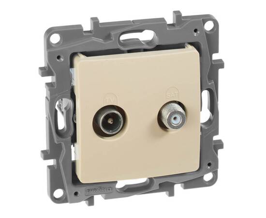 Розетка TV-SAT простая для 2-х кабелей, слоновая кость