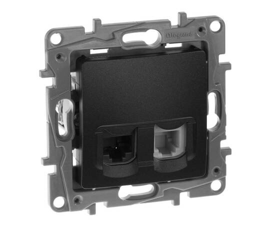 Розетка комбинированная RJ11 + RJ45 Cat.5e, антрацит