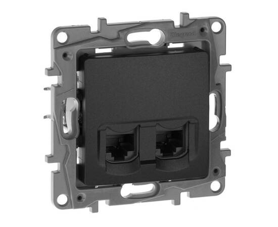 Розетка RJ45 Cat.5e двойная UTP, антрацит