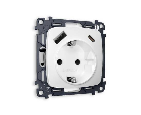 Комплект механизма розетки 2USB A+C 20W (быстрая зарядка) с/з Ambrella Volt Omega MO130010