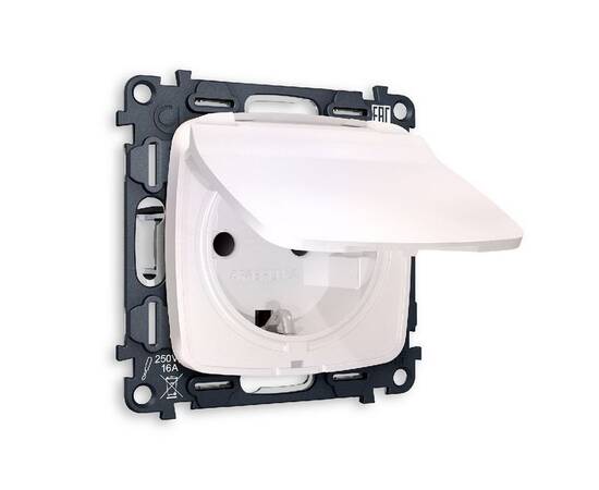 Комплект механизма розетки с/з со шторками и крышкой Ambrella Volt Omega MO208010