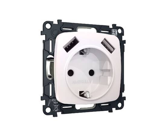 Комплект механизма розетки 2USB A+A 18W (быстрая зарядка) с/з Ambrella Volt Omega MO209010