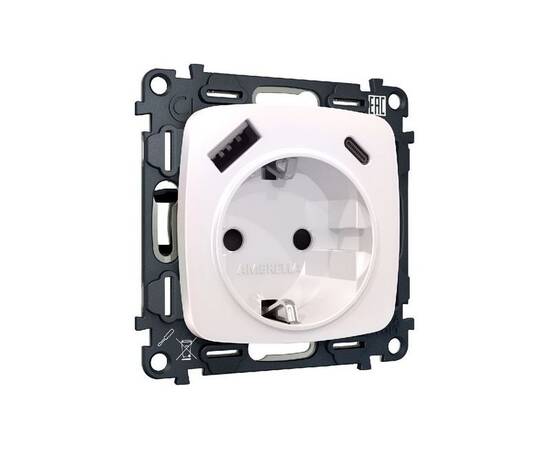 Комплект механизма розетки 2USB A+C 20W (быстрая зарядка) с/з Ambrella Volt Omega MO210010