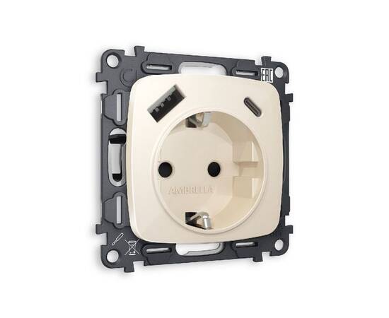 Комплект механизма розетки 2USB A+C 20W (быстрая зарядка) с/з Ambrella Volt Omega MO310010