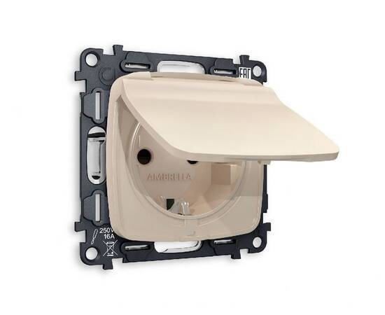 Комплект механизма розетки с/з со шторками и крышкой Ambrella Volt Omega MO328010