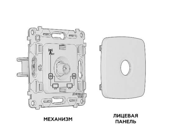 Комплект механизма TV розетки проходной 5-1000 MHz 4dB Ambrella Volt Omega MO333030, изображение 3
