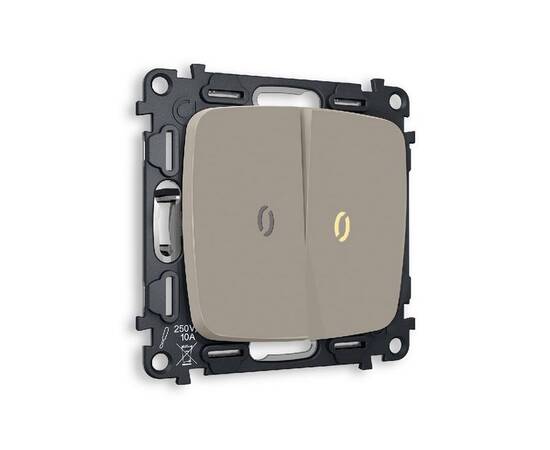 Комплект механизма 2-кл проходного выключателя с подсветкой Ambrella Volt Omega MO364030