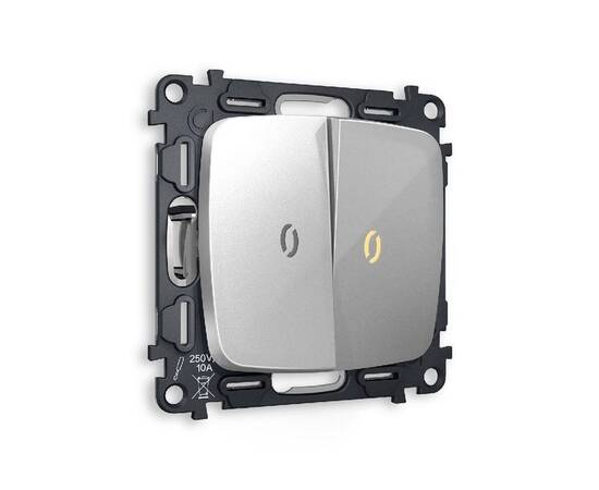 Комплект механизма 2-кл выключателя с подсветкой Ambrella Volt Omega MO404010