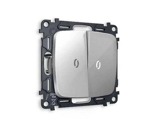 Комплект механизма 2-кл проходного выключателя с подсветкой Ambrella Volt Omega MO404035