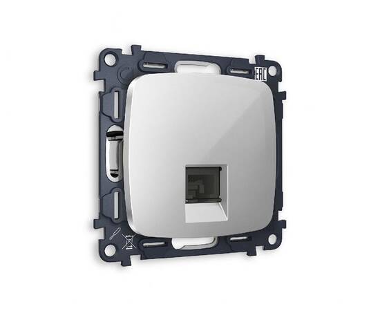 Комплект механизма телефонной розетки RJ-11(4P4C) со шторкой Ambrella Volt Omega MO412030