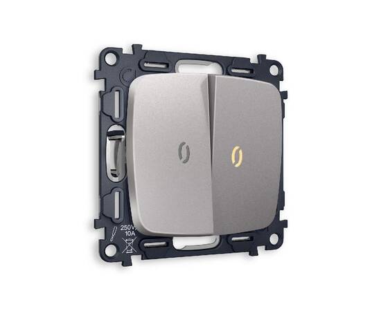 Комплект механизма 2-кл проходного выключателя с подсветкой Ambrella Volt Omega MO504030