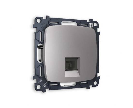 Комплект механизма телефонной розетки RJ-11(4P4C) со шторкой Ambrella Volt Omega MO512030