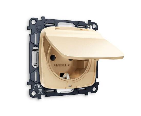 Комплект механизма розетки с/з со шторками и крышкой Ambrella Volt Omega MO608010
