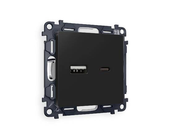 Комплект механизма розетки 2USB A+C 20W (быстрая зарядка) Ambrella Volt Alfa MA811010