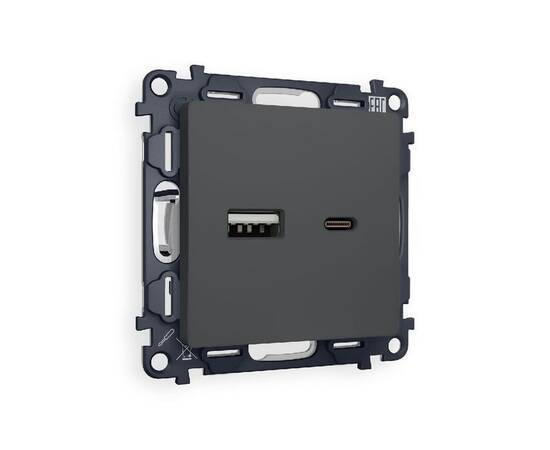 Комплект механизма розетки 2USB A+C 20W (быстрая зарядка) Ambrella Volt Alfa MA911010