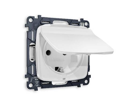 Комплект механизма розетки с/з со шторками и крышкой Ambrella Volt Omega MO128010