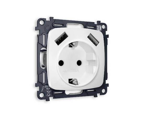 Комплект механизма розетки 2USB A+A 18W (быстрая зарядка) с/з Ambrella Volt Omega MO129010