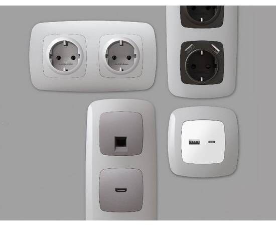 Рамка двухместная Ambrella Volt Ecta OF140402, изображение 3