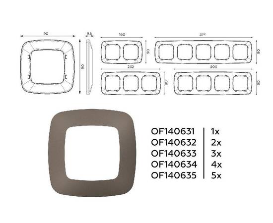Рамка пятиместная Ambrella Volt Ecta OF140635, изображение 4